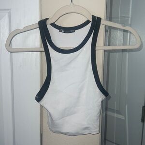 Zara black lined white cropped tank